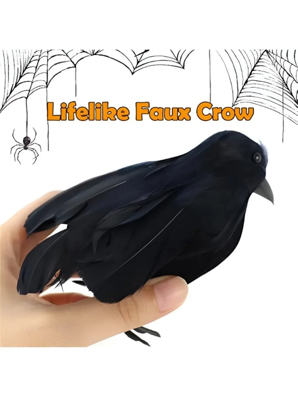 3 Pcs Black Feathered Crows Realistic Halloween Decorations Indoor Outdoor